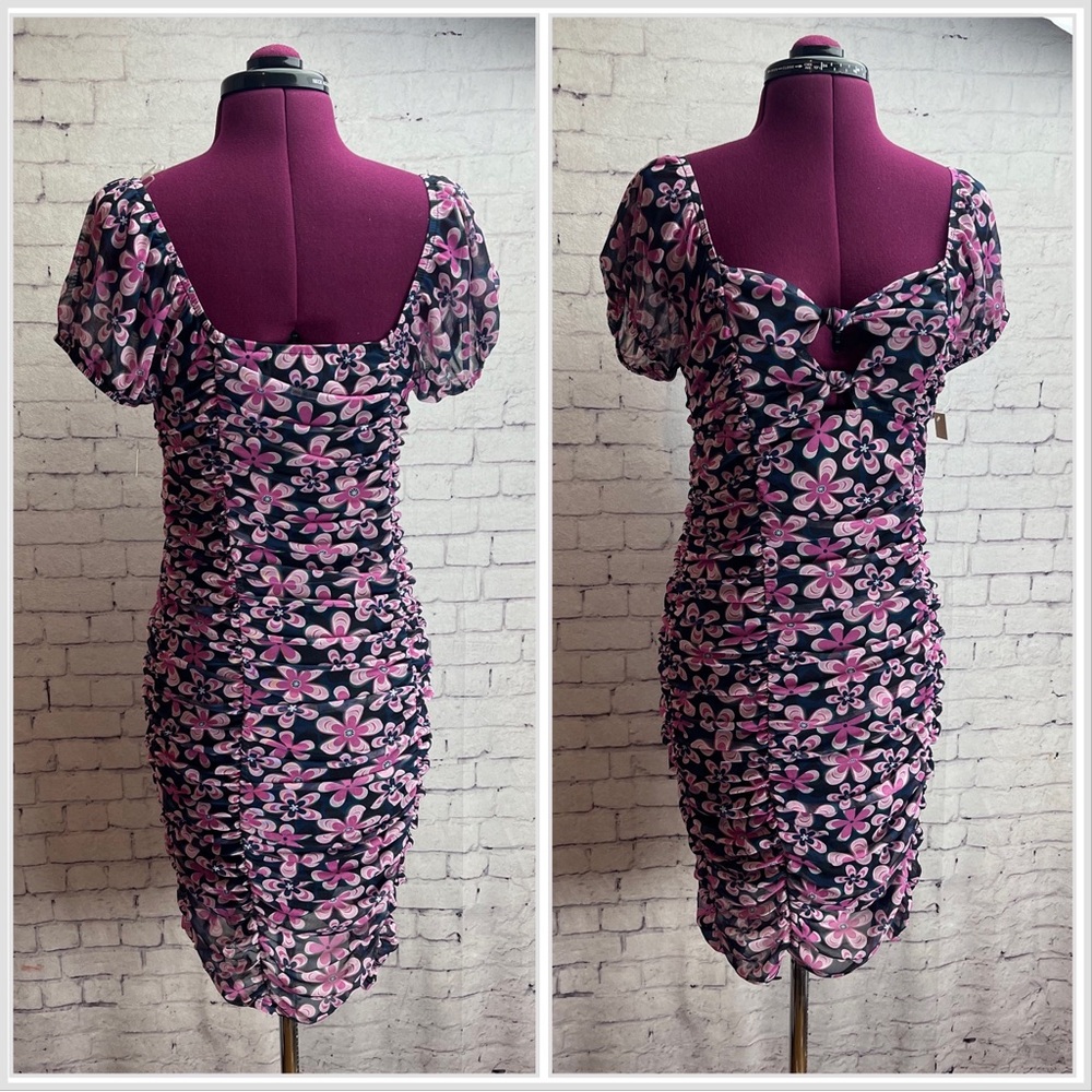 Madden NYC size medium ruched floral mini dress